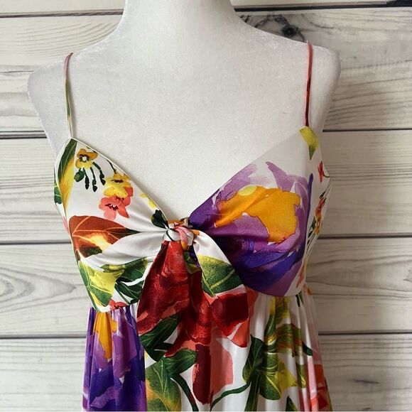 London Times Emiliana Silky Ivory Floral Midi Dress - Picture 6 of 12